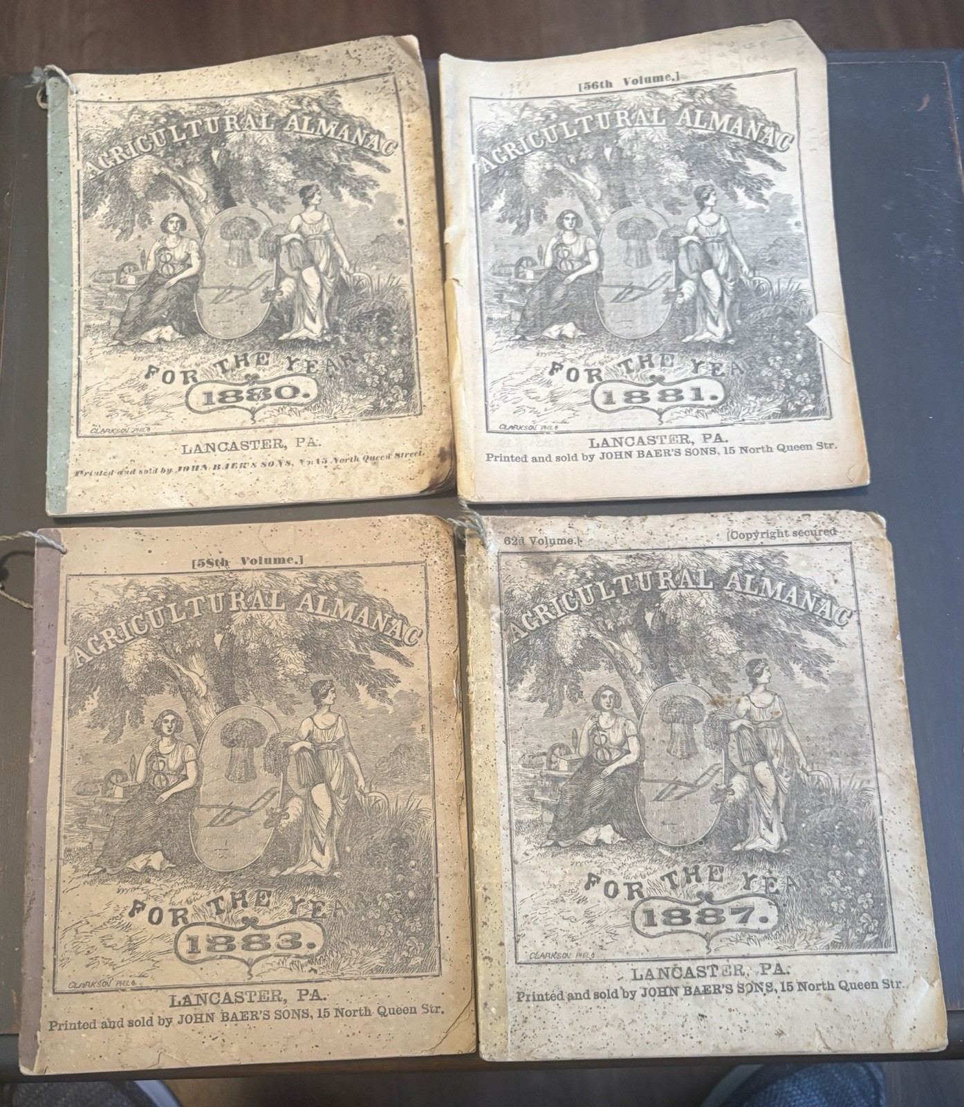 Lot Of 4 John Baer&rsquo;s Agricultural Almanac Lancaster, PA Antique 1880’s