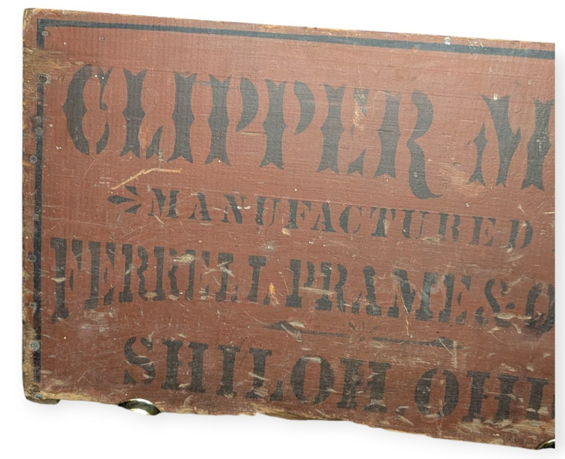 Early Clipper Mill Ferrell, Prame & Ozier Painted Wood Piece Shiloh Ohio 1891/92