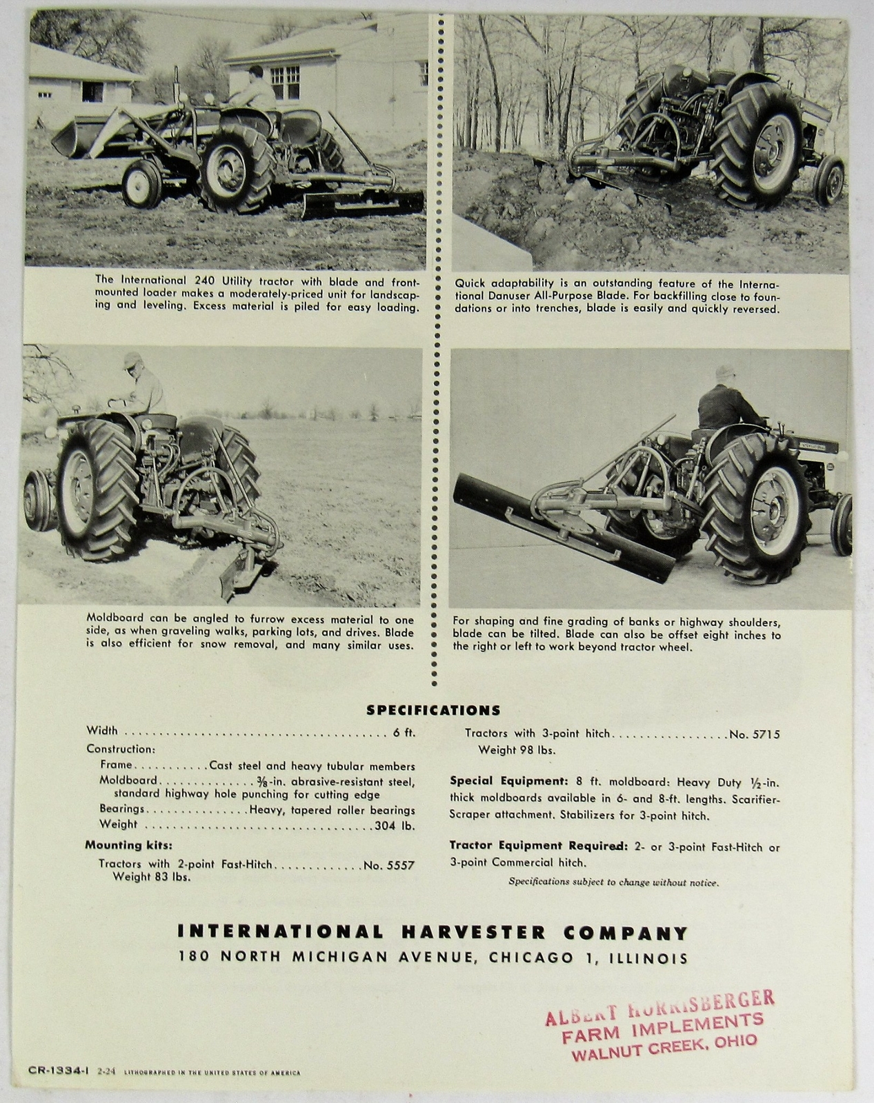 c1960 International Harvester Dealer Blade Brochure IB-7 Farmall Tractors USA