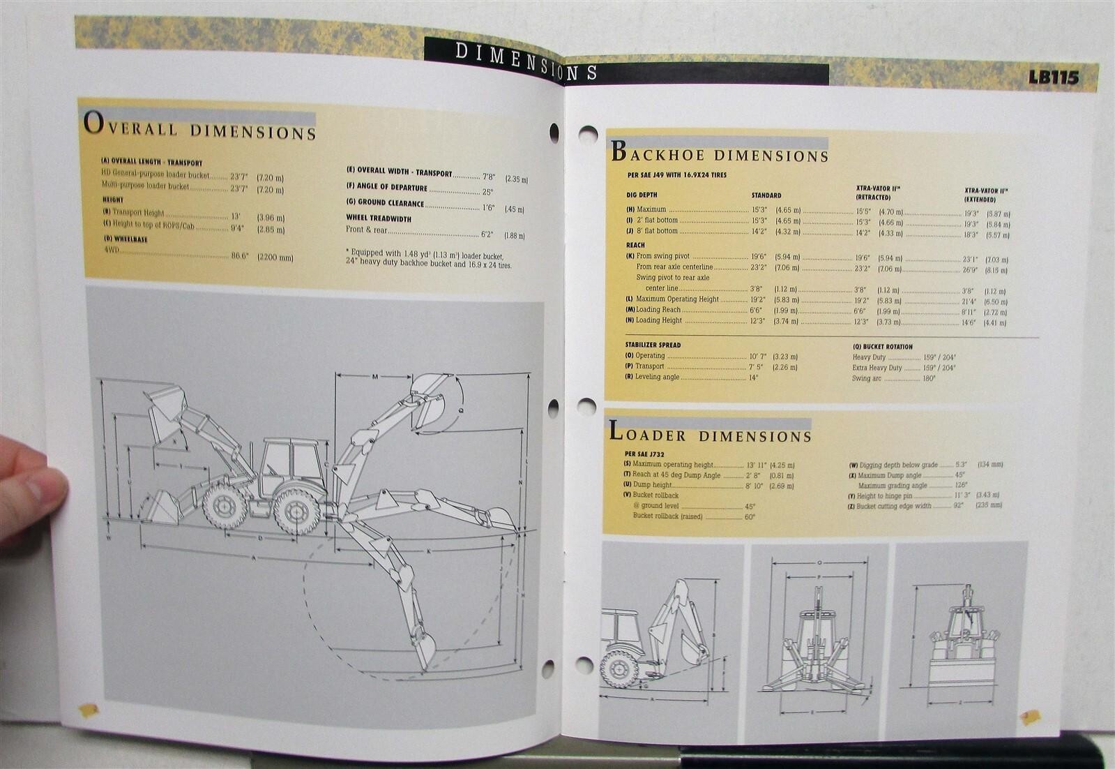 1999 New Holland LB115 Backhoe Loader Construction Diagrams Sales Brochure