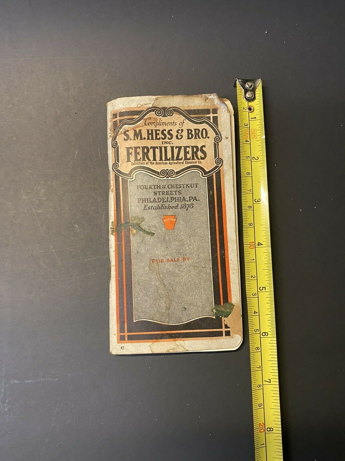 Vintage 1920 Original S M Hess & Bro Fertilizers Philadelphia PA Pamphlet Book