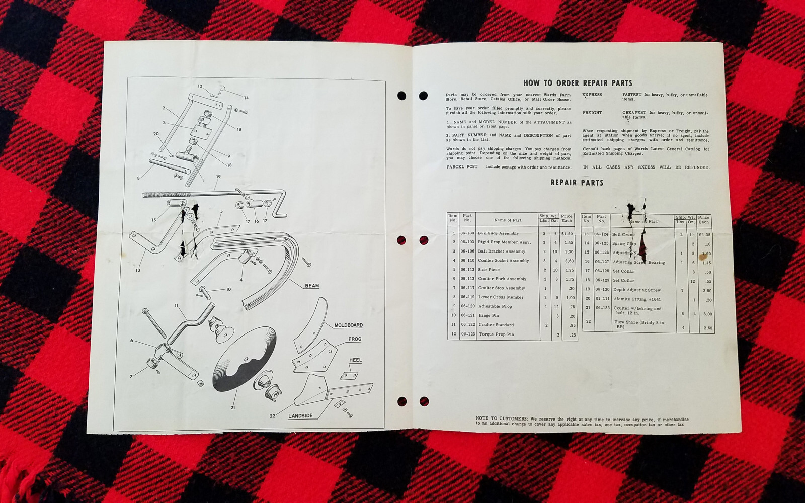 1950s Wards Power Plow Trac Garden Tractor Plow Manual Brochure
