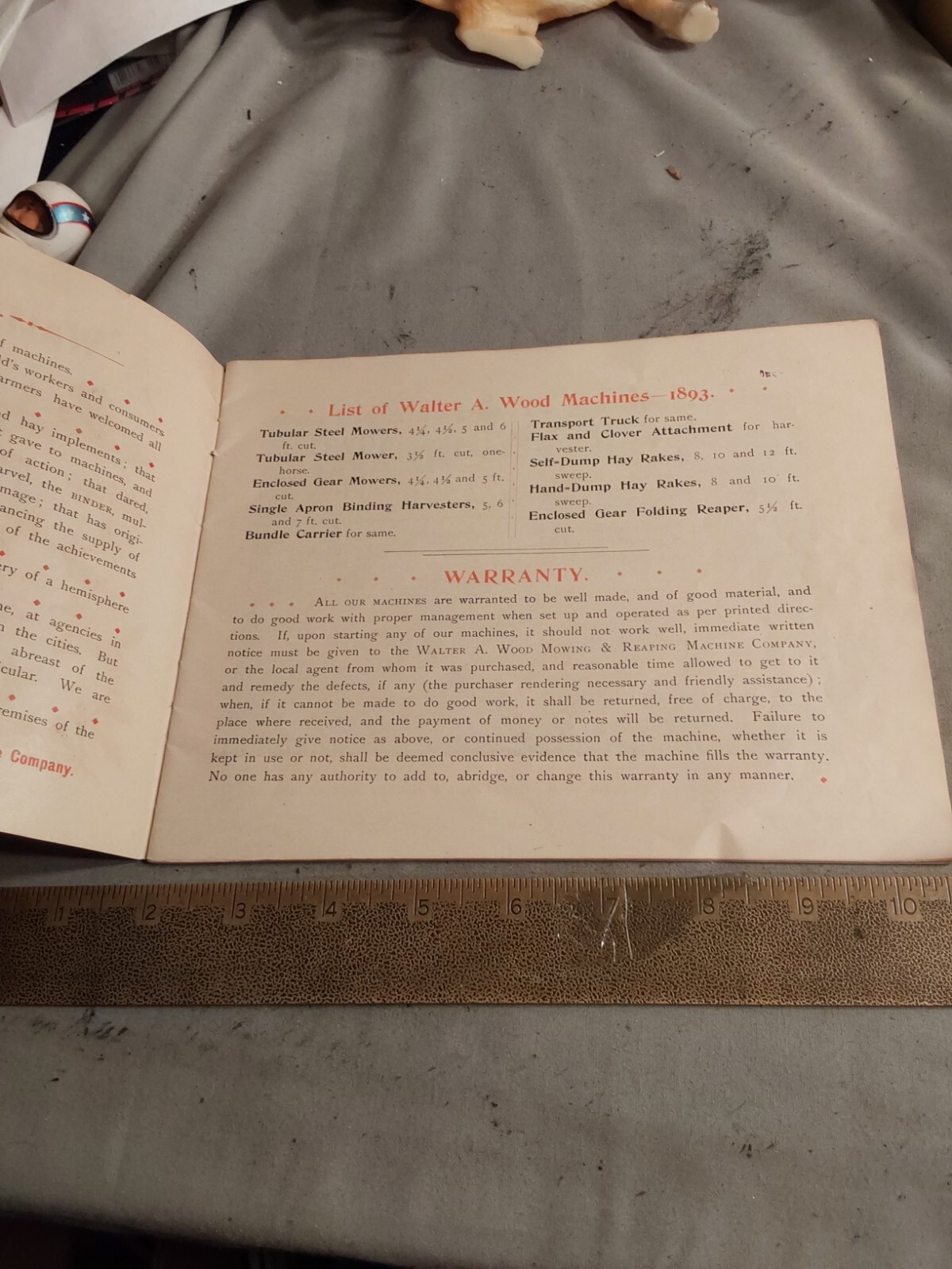 1893 WALTER A. WOOD MOWING & REAPING MACHINE,HOOSICK FALLS, NY, BROCHURE CATALOG