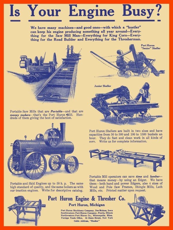 1911 Port Huron Engine & Thresher Co. Equipment Pictured NEW METAL SIGN: 9×12&Prime;