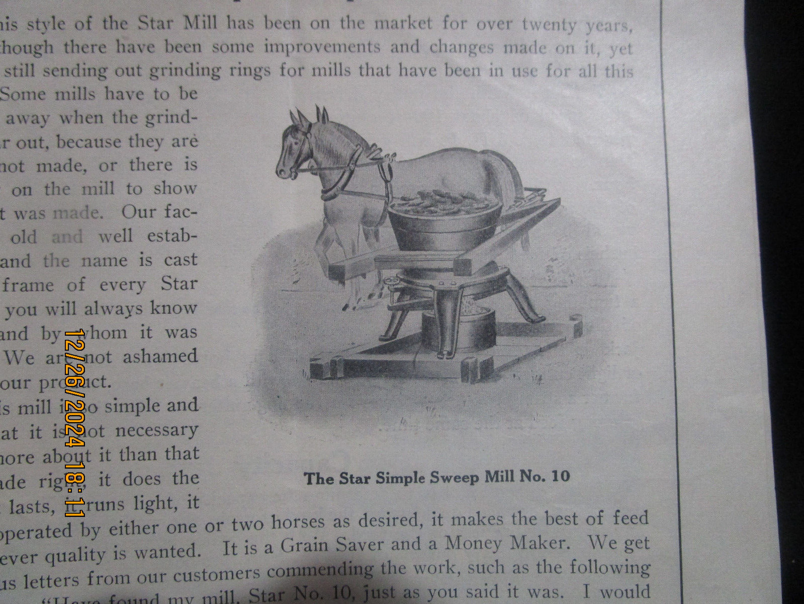 NEW LEXINGTON OHIO, The Star Manufacturing Co. Advertising Feed Grinders c1910
