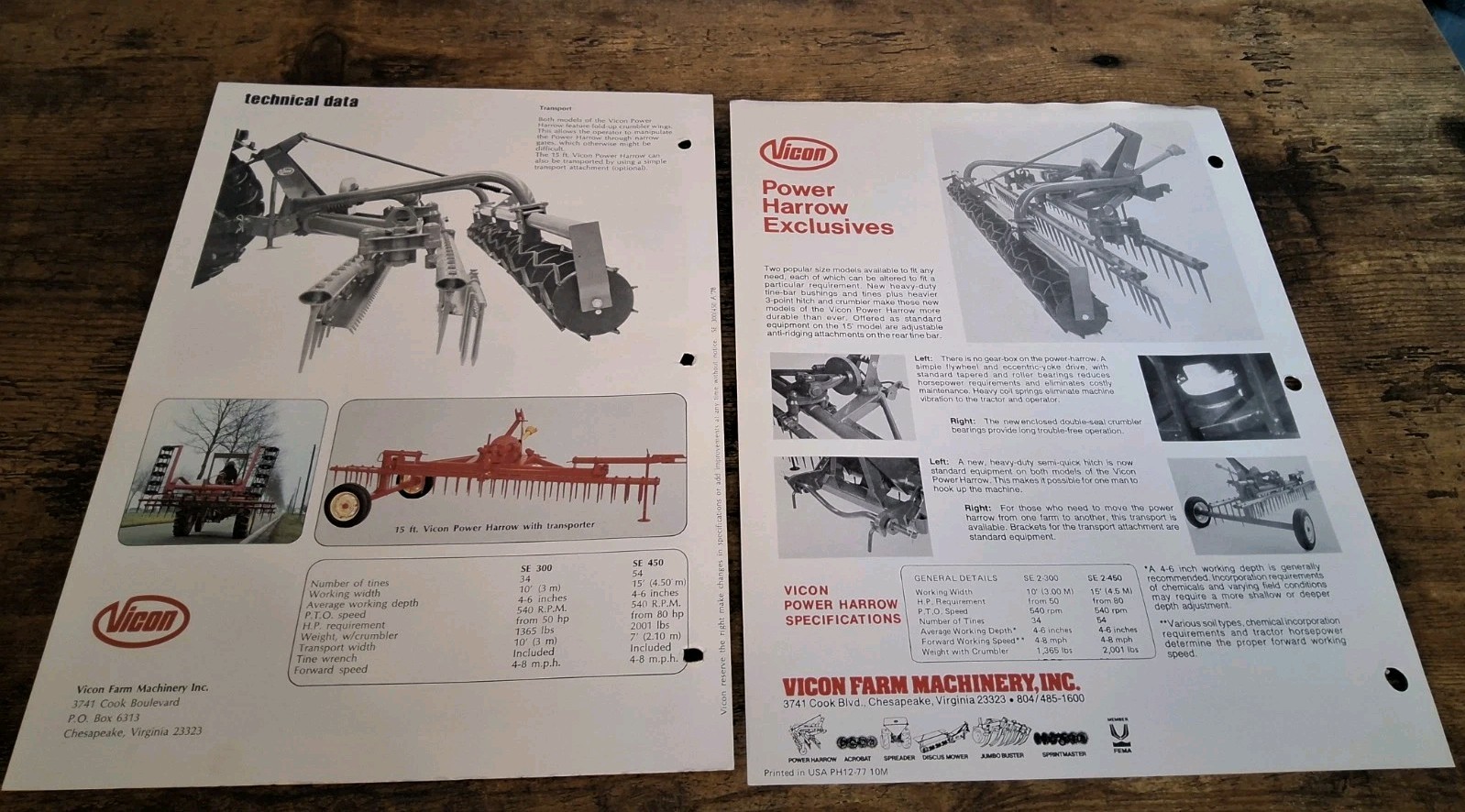 Vincon Power Harrow Brochures And Price List