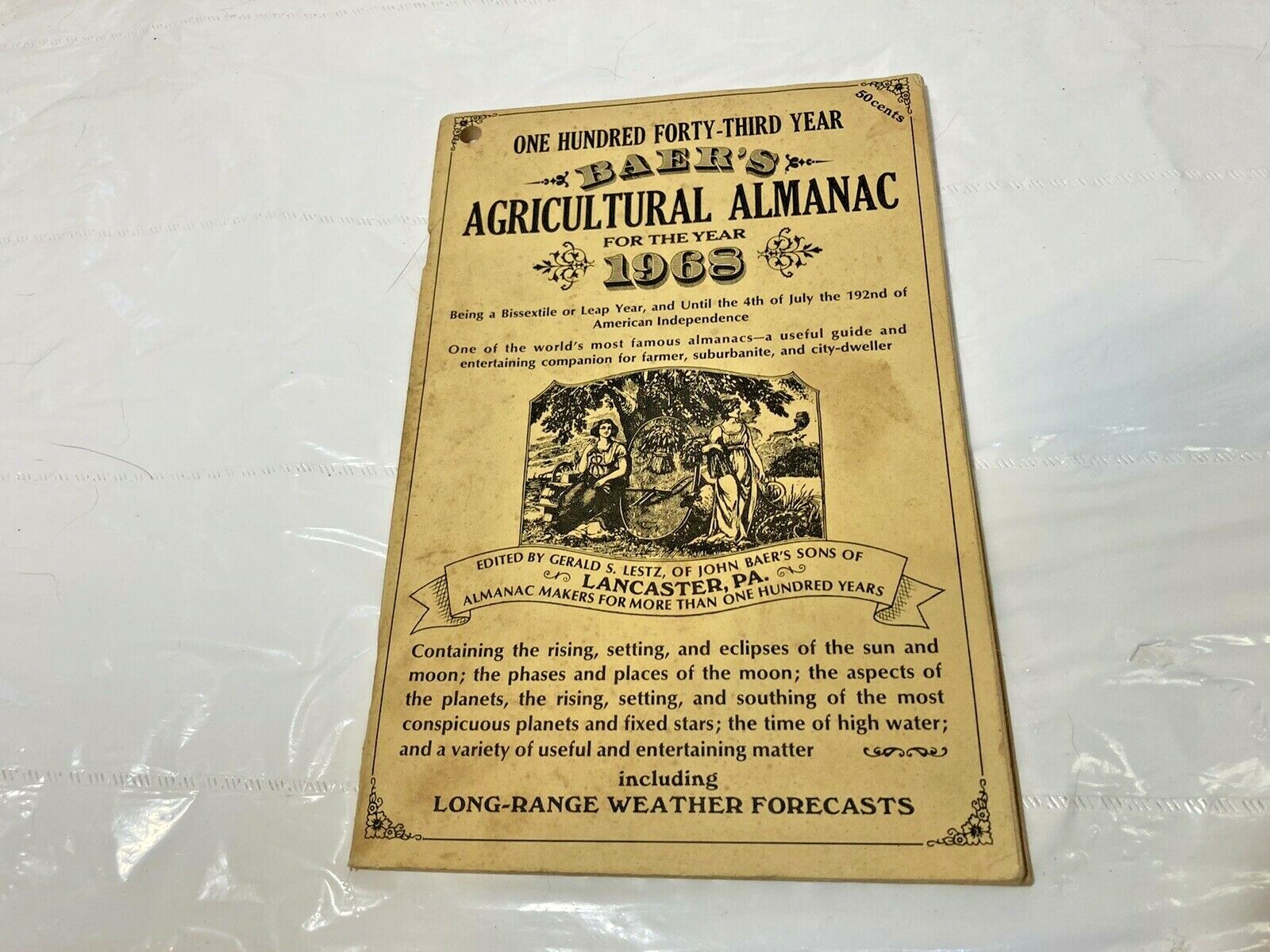 Vtg 1968 Booklet Baer&rsquo;s Agricultural Almanac w Weather Forecasts Lancaster PA