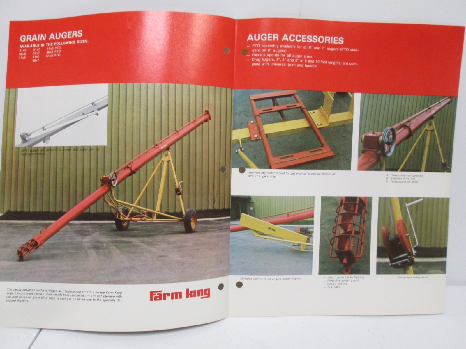 Farm King Grain Augers Auger Accessories Specifications Brochure Agriculture