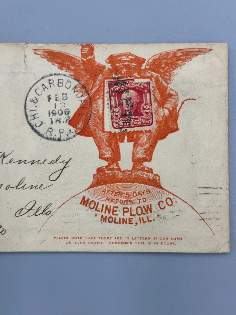 1880 – 1906 MOLINE PLOW Illustrated Postal Covers FARM Advertising Envelope