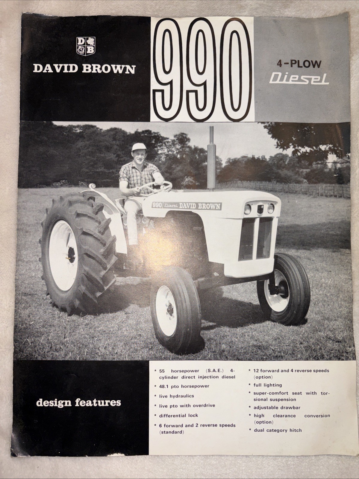 Vintage Farm Tractor David Brown 990 4 Plow Diesel & 880 3 Plow Diesel Brochur