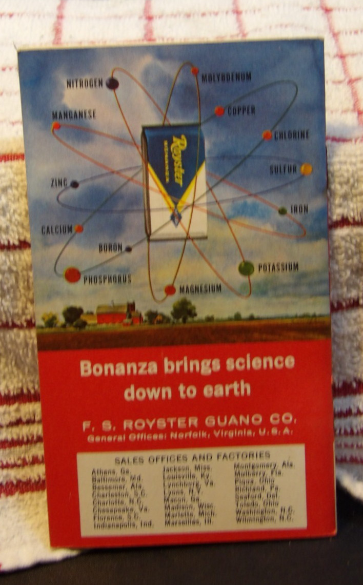 Vintage Farmers Pocket Memo Book 1965 Royster Bonanza Fertilizer
