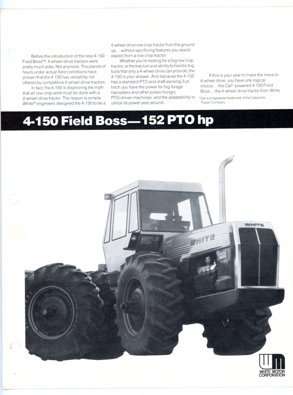 White Field Boss 4-150 sales brochure White Farm Equipment Company