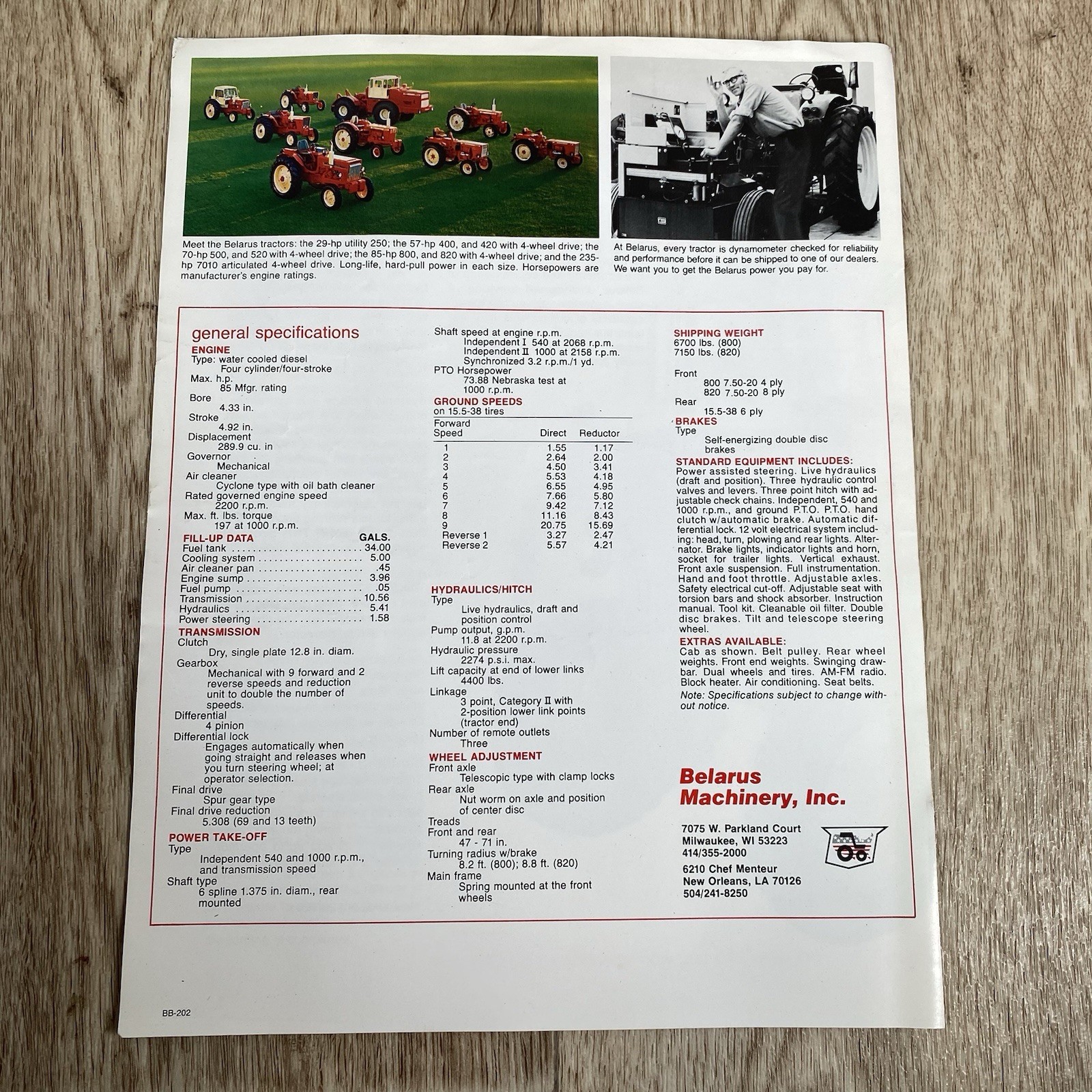 Belarus 800 820 Tractor Dealership Sales Brochure Milwaukee Wisconsin