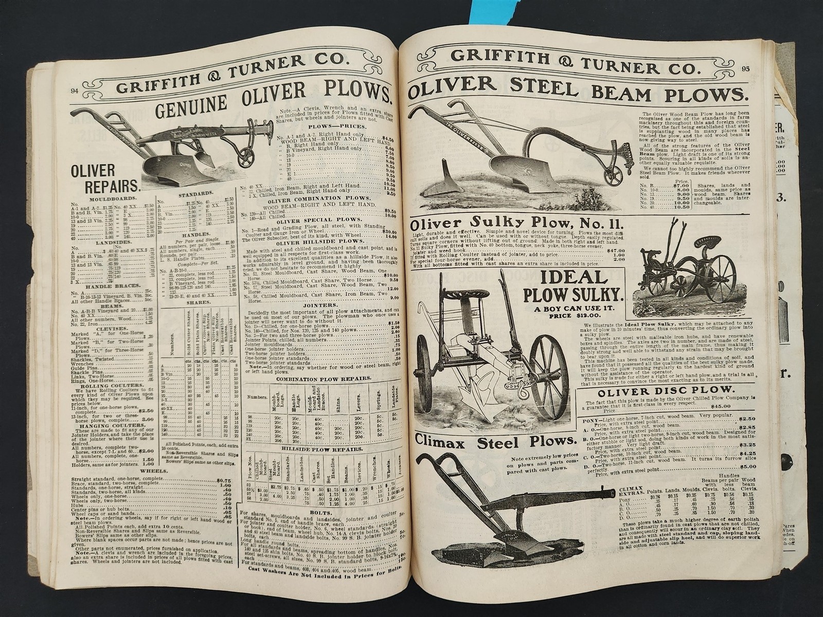 1905 antique GRIFFITH TURNER baltimore md FARM GARDEN SUPPLY CATALOG agriculture