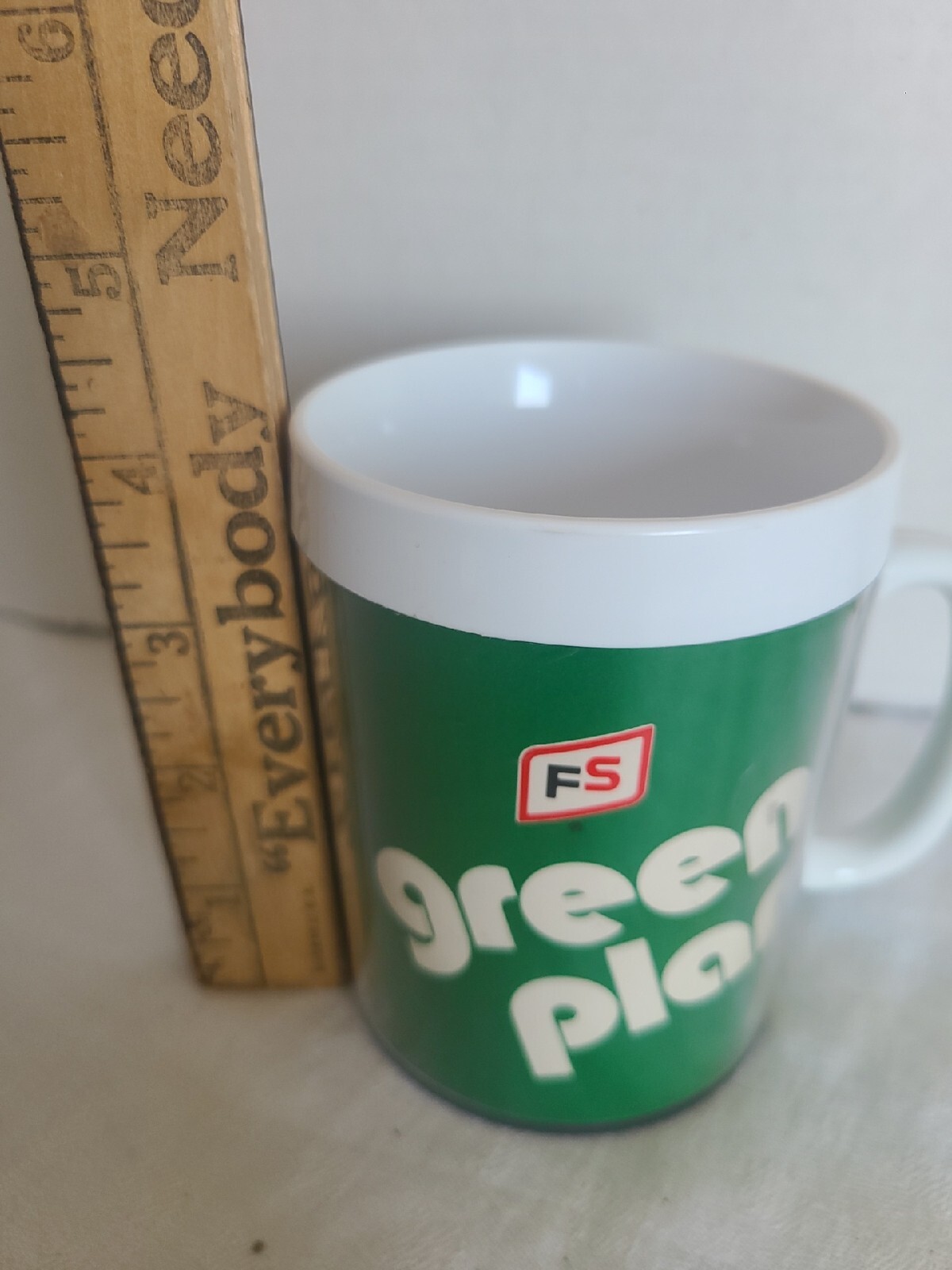 VTG. Thermo-Serv FS Seed Corn « Green Plan » Plastic Insulated Coffee Mug Cup;USA