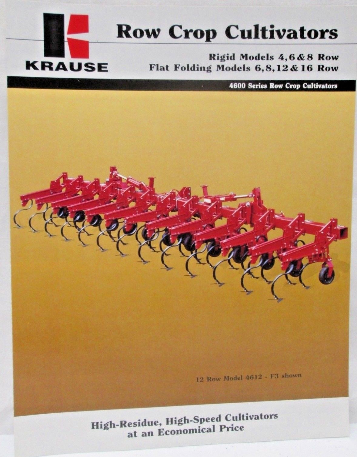 Krause Row Crop Cultivators 4600 Series Rigid Models 4 6 & 8 Row Flat Brochure