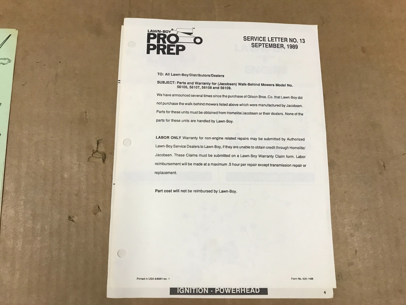 Vintage 1985-1986 Lawn-Boy – « Top 60 » – Winter Parts Program