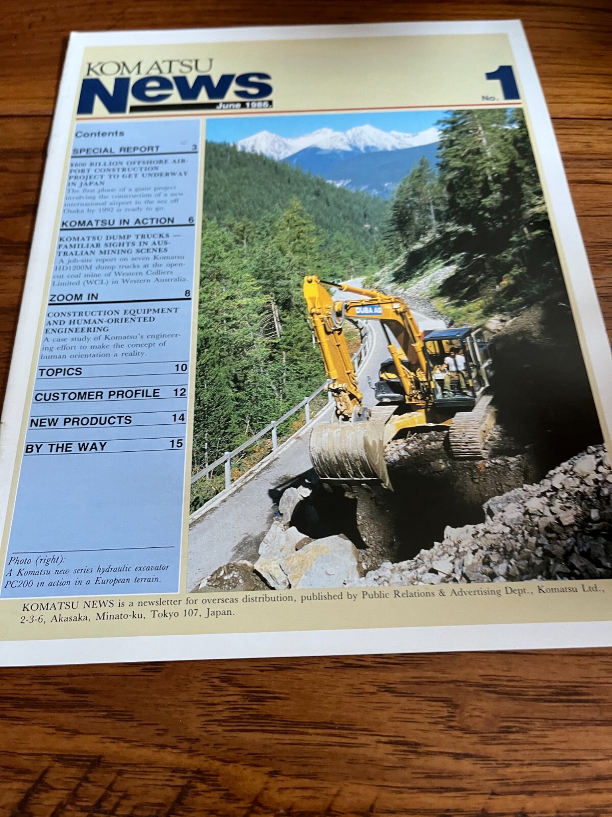 Komatsu News June 1986 Magazine Brochure FCCA