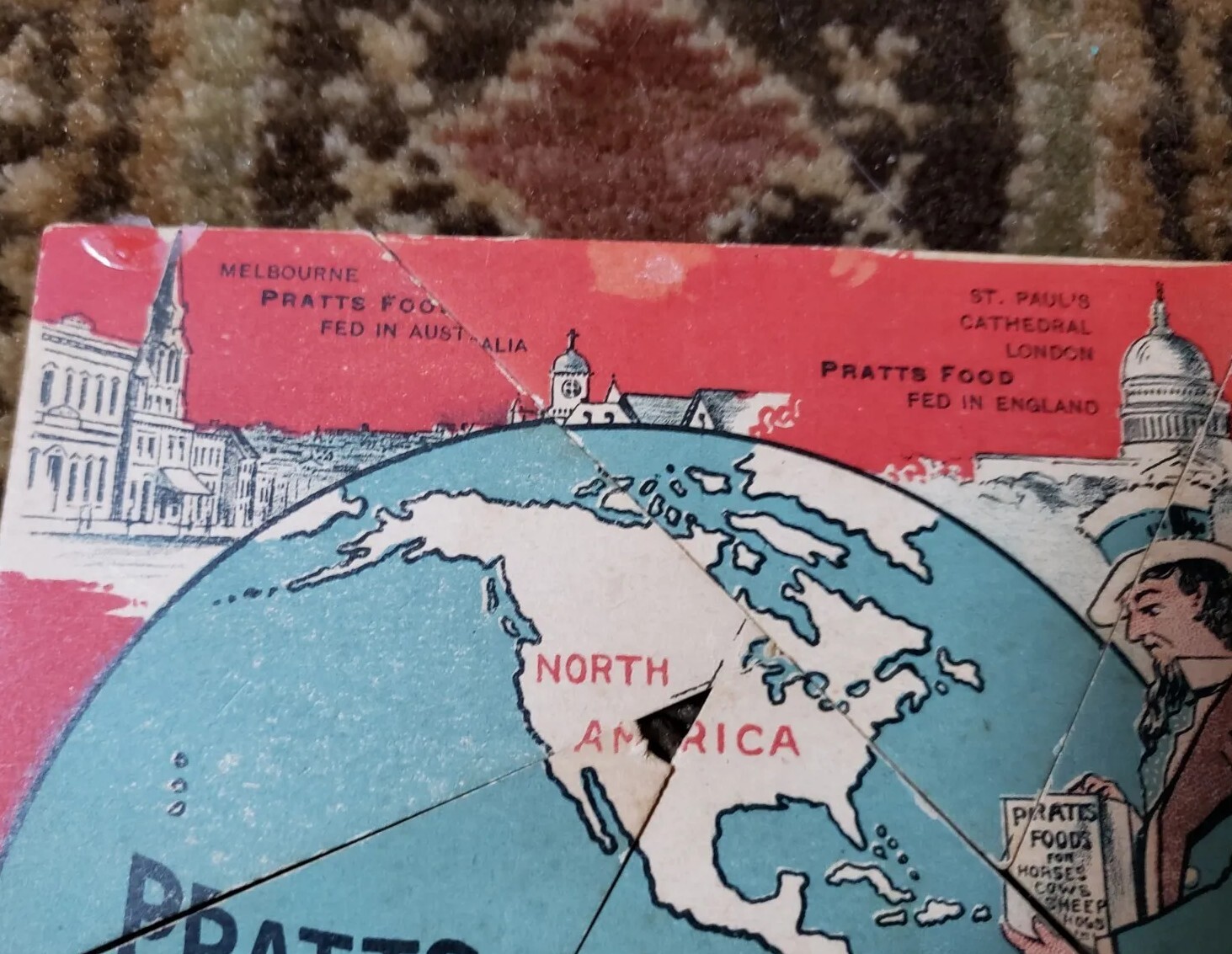 Vtg Antique Pratts Food Co. Puzzle Complete Rare Farm Agriculture