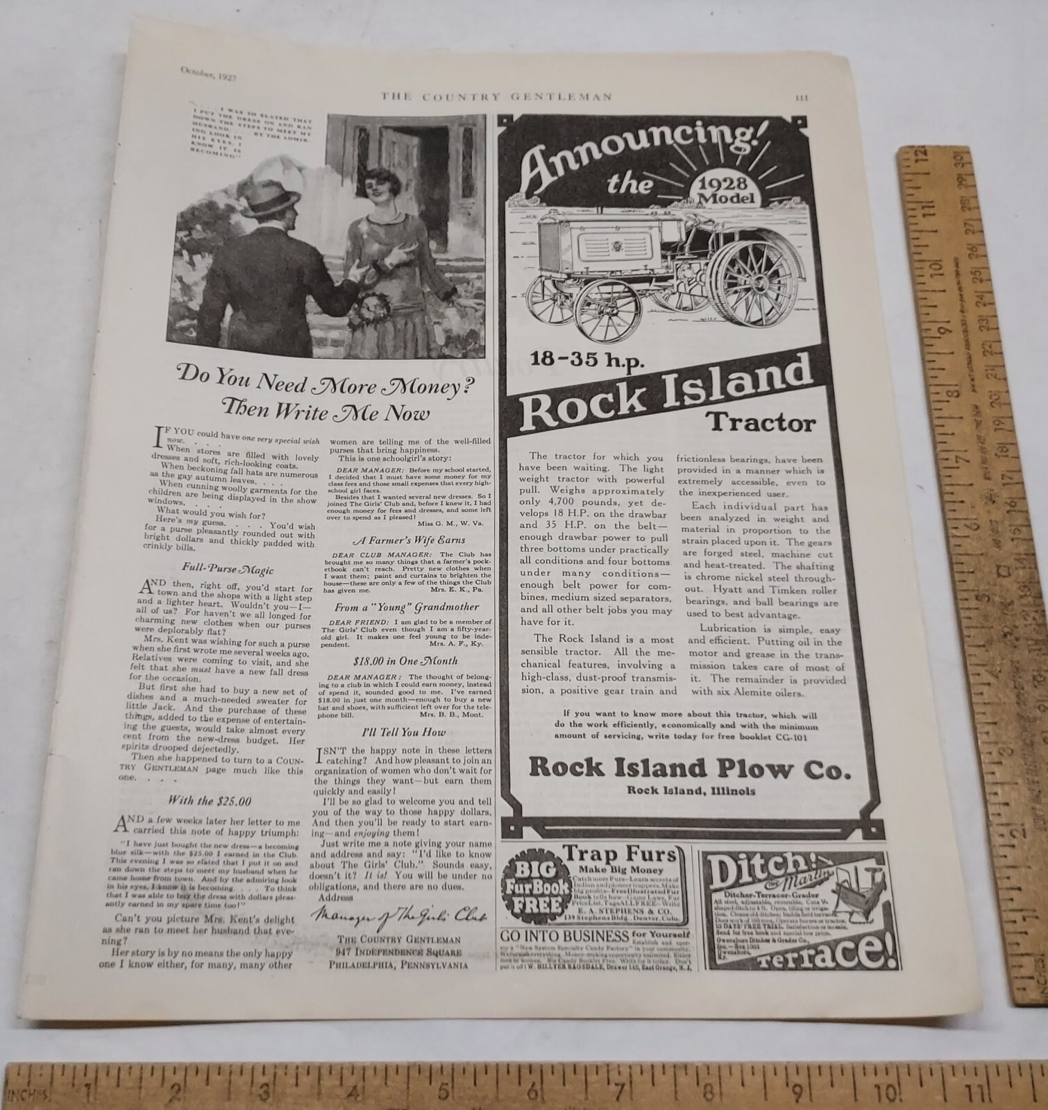 1927 – 18-35 h.p. ROCK ISLAND TRACTOR / Rock Island Plow Co. – magazine ad