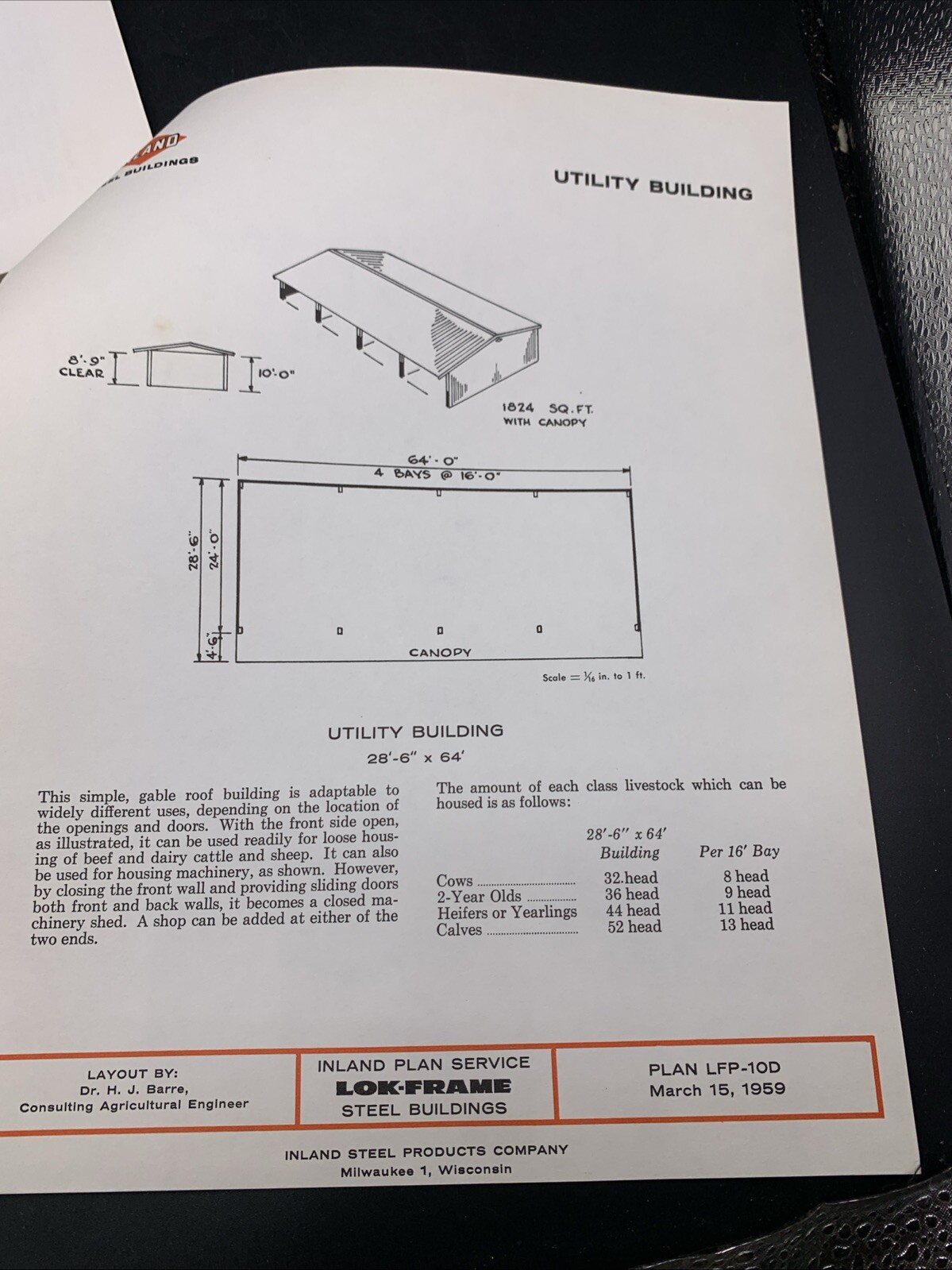 Rare 1959 Inland Steel Agricultural Buildings Plans & Specs-Hogs-Sheep-Poultry