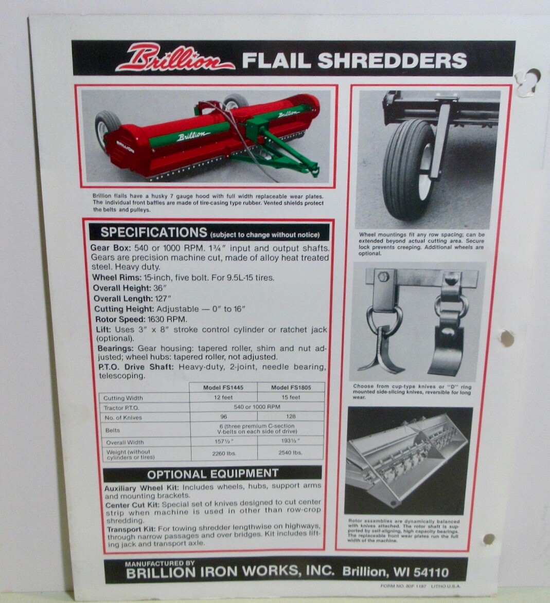 Brillion Iron Works Rotary Cutters & Flail Shredders Brochures