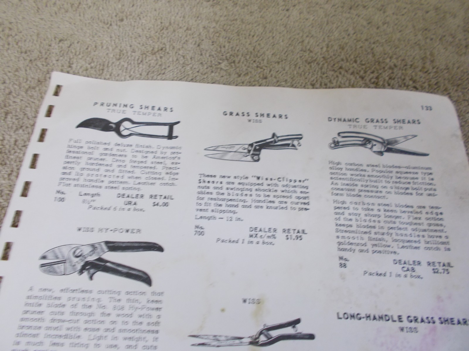 VTG 1950s AD PRICE TRUETEMPER SHEARS PRUNERS KEYSTONE SCYTHES TOOL GARDEN