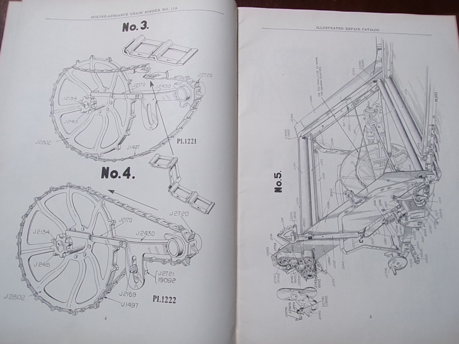 Moline No 11-A Grain Binder (Left Hand) Parts Catalog circa 1918