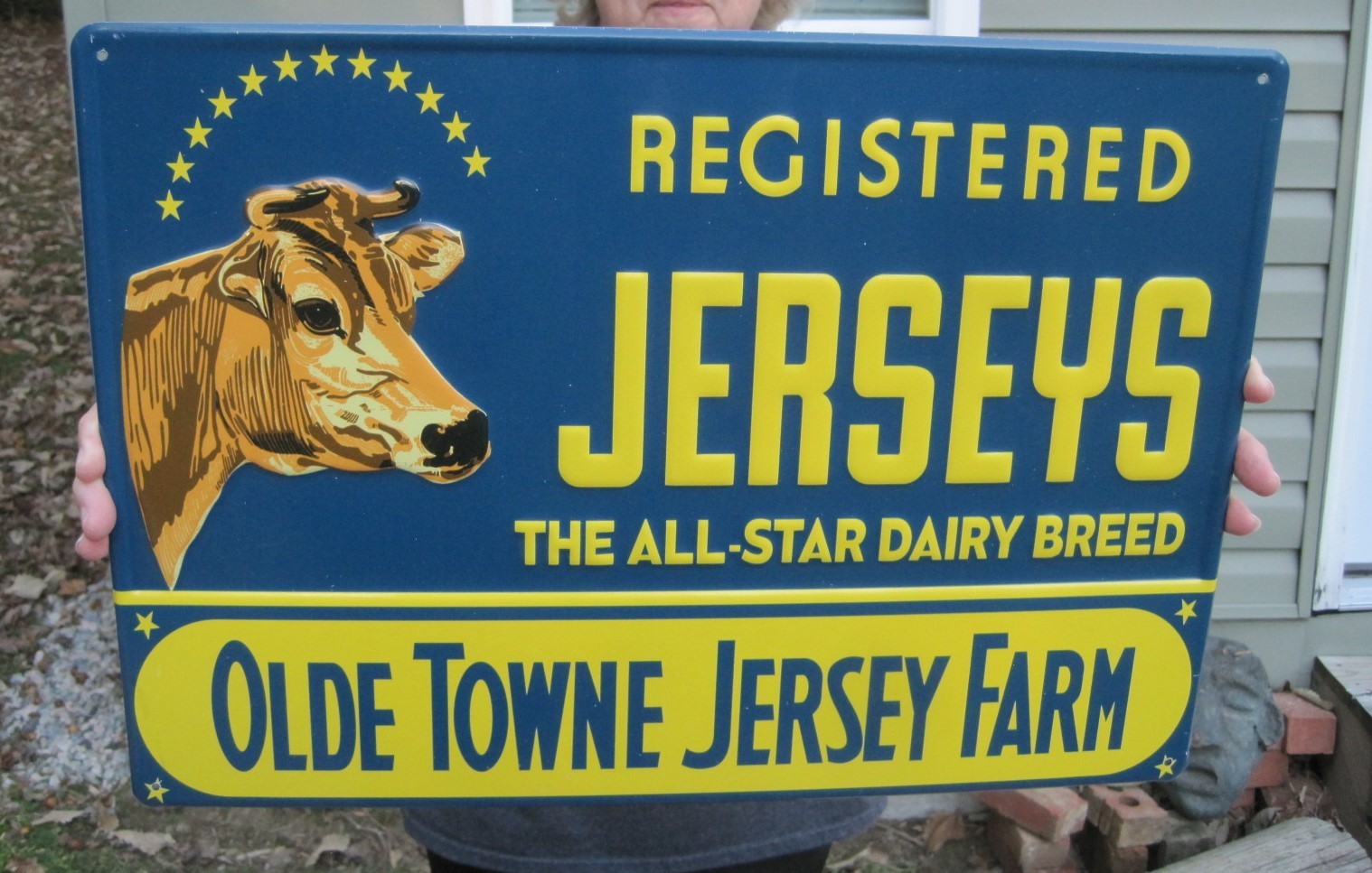 Jersey&rsquo;s Olde Towne Jersey Cattle Cow Farm Metal Feed & Seed Farm Steel Sign
