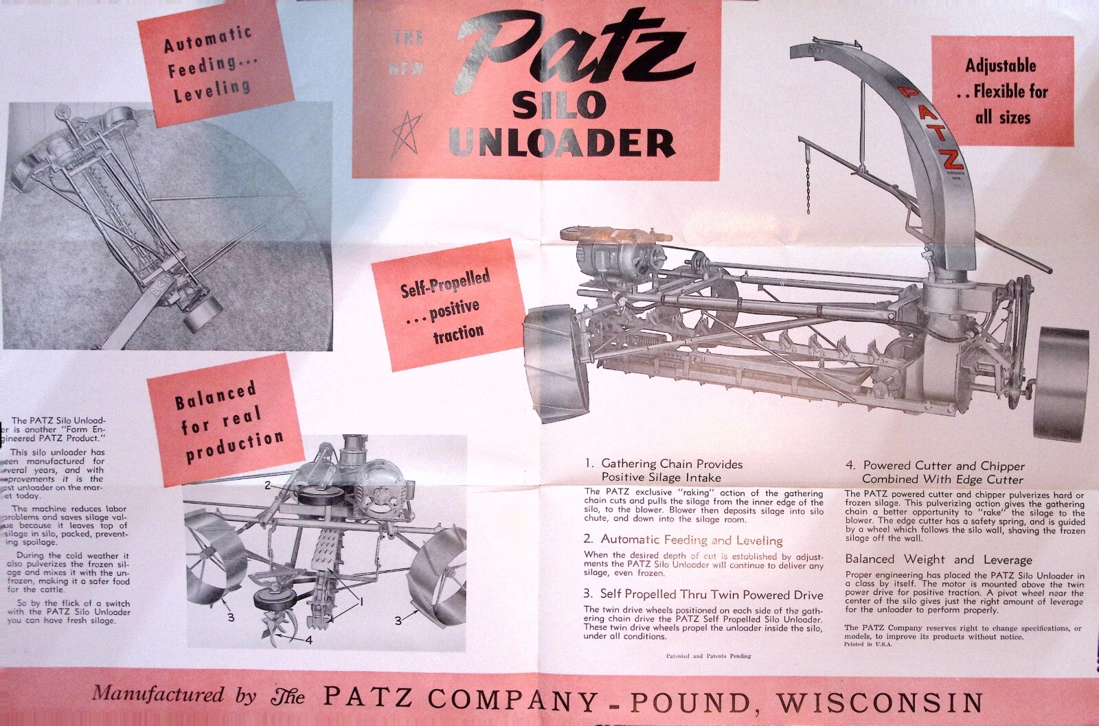Patz Silo Unloader Advertising Mailing Farming Equipment The Patz Co. Wisconsin