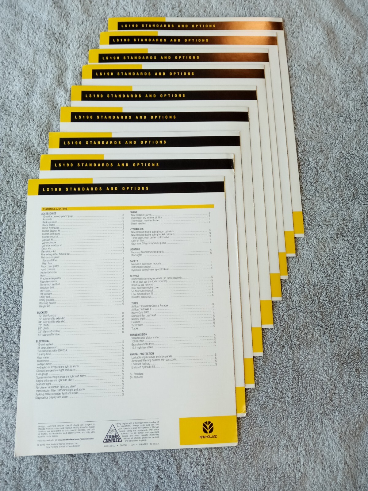 New Holland LS190 Skid Steer Specifications Sales Brochures. Lot Of 9.