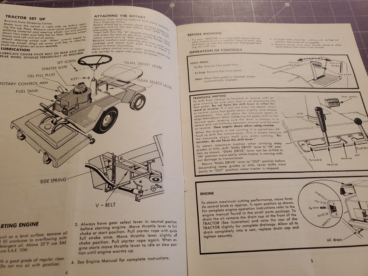 1960s Model 3120-5 Yard-Man Riding Lawn Mower Operating Instructions & Part List