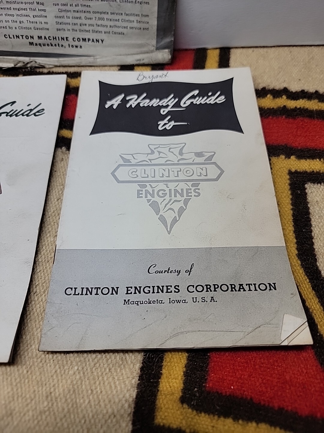Clinton Engine Sales and Service Handy Guide Brochure + 2 Clinton Brochures/1123