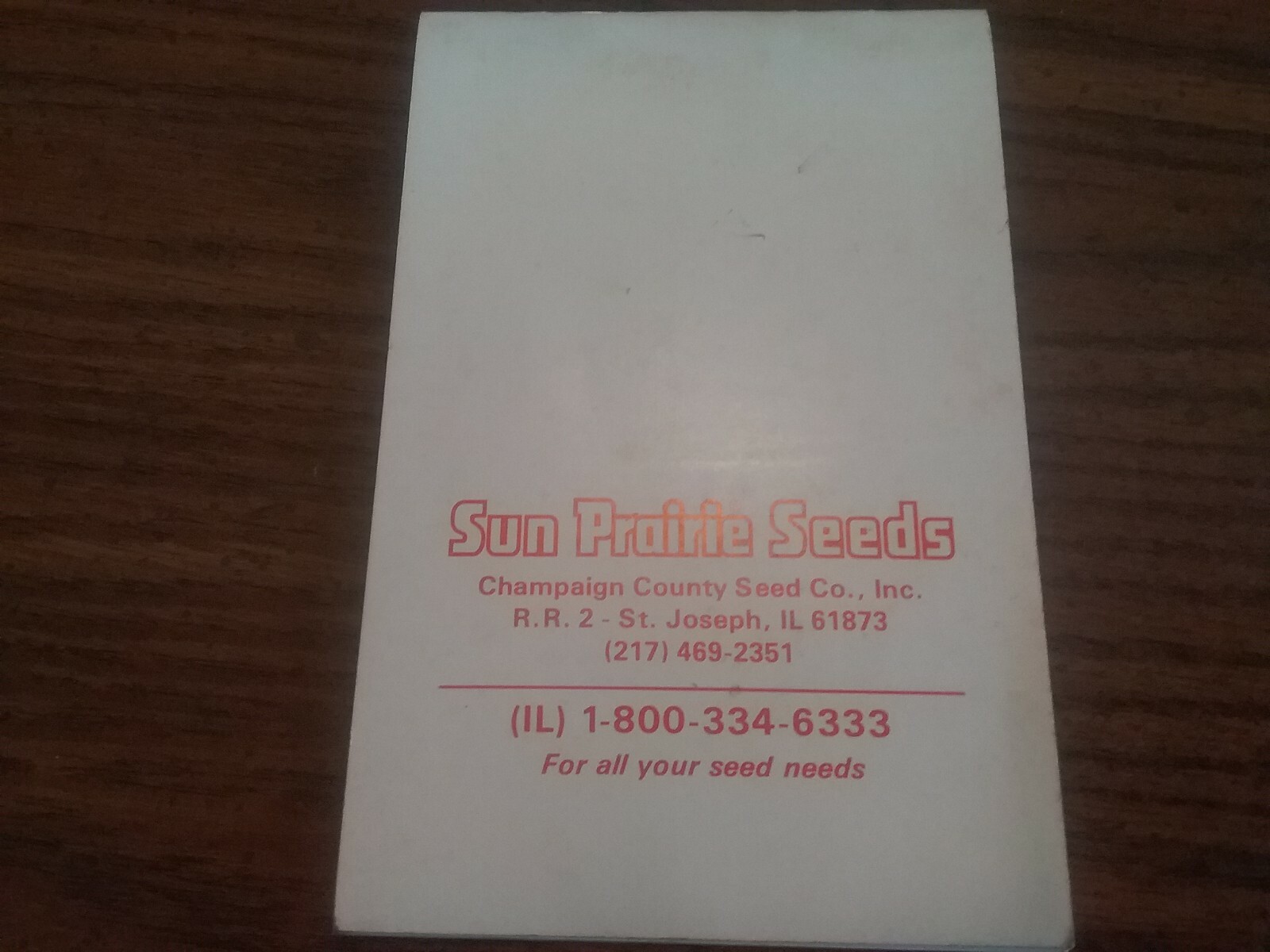 Vintage SUN PRAIRIE Seeds Note Book Pocket Ledger UNUSED ST. JOSEPH ILLINOIS