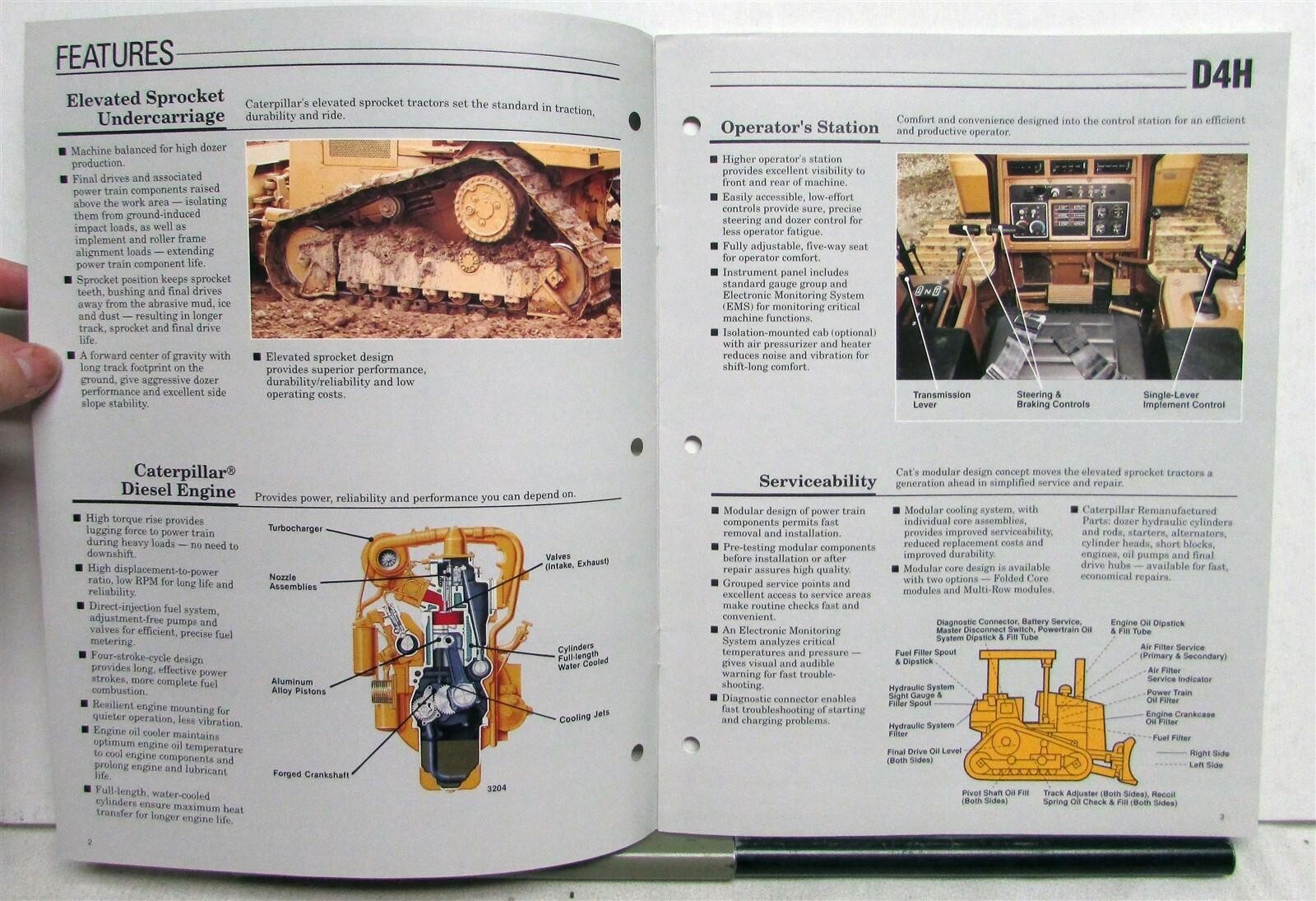 1989 Caterpillar D4H Track Style Tractor Specs Construction Sale Folder