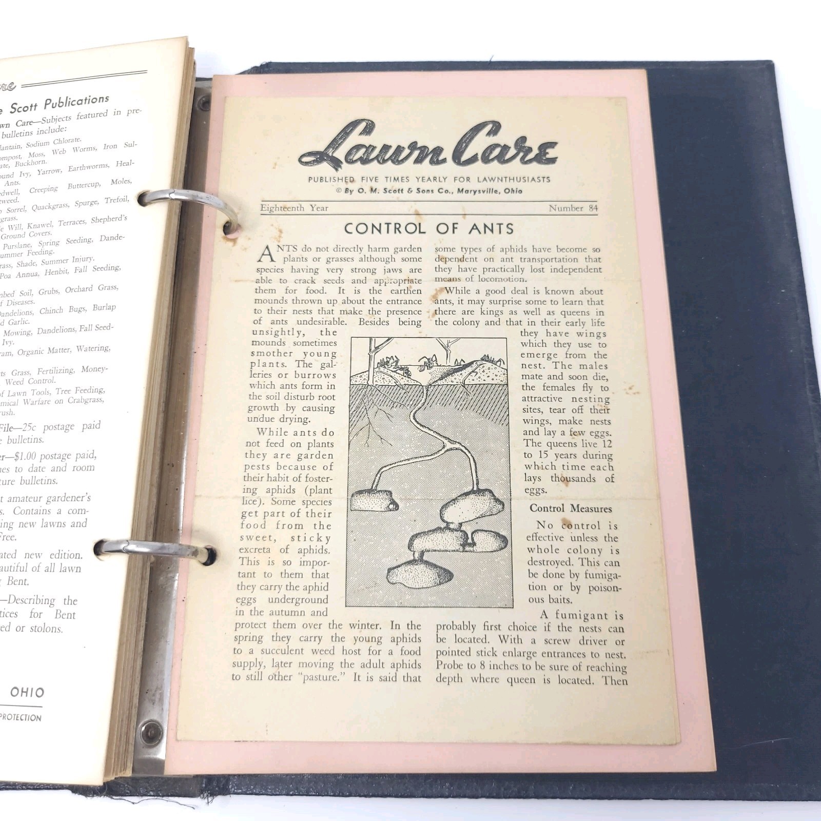 Vtg Scotts Lawn Care Binder 1928 Bulletin Inserts O M Scott & Sons Co