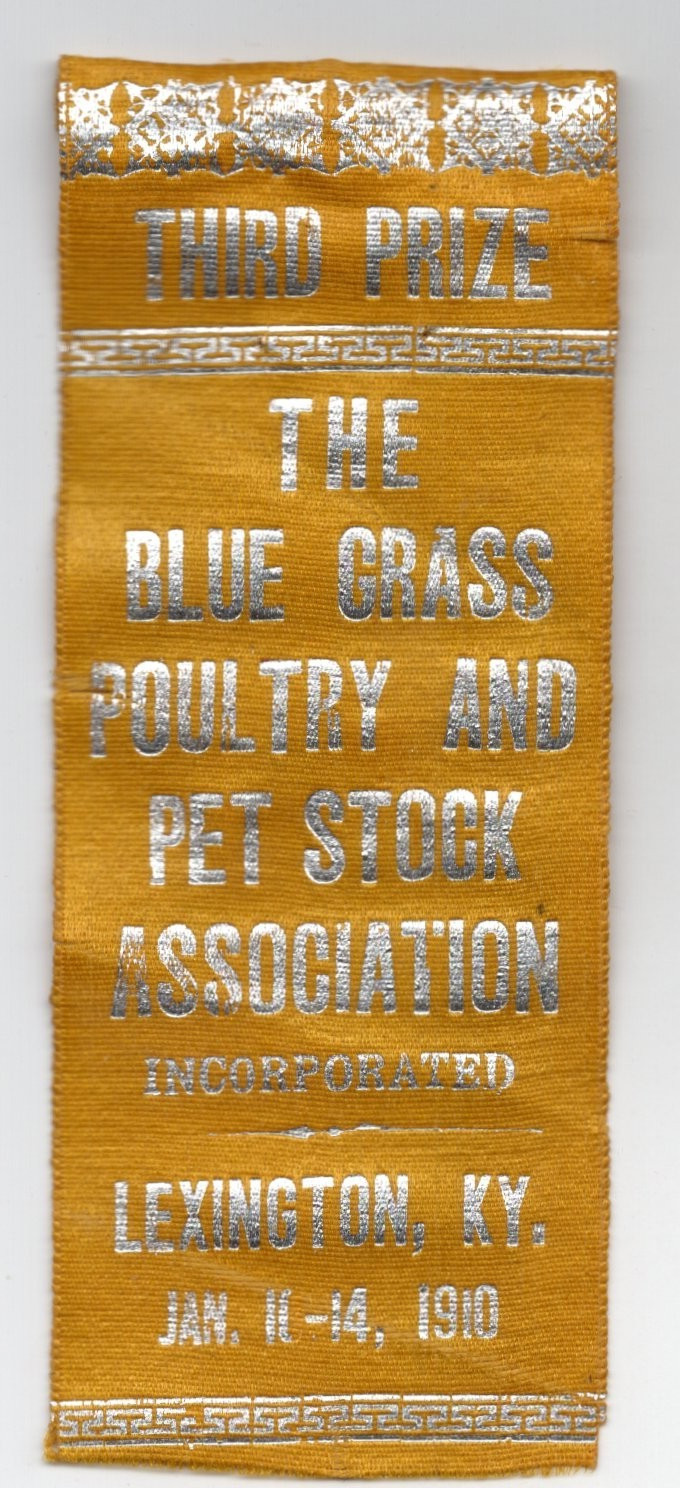 1910 – Lexington Kentucky Blue Grass Poultry Third Prize Ribbon – XL2Z