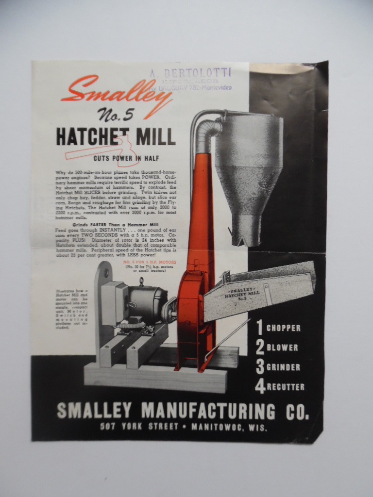 c.1940s Smalley Mfg Co Smalley No.5 Hatchet Mill Catalog Brochure Vintage