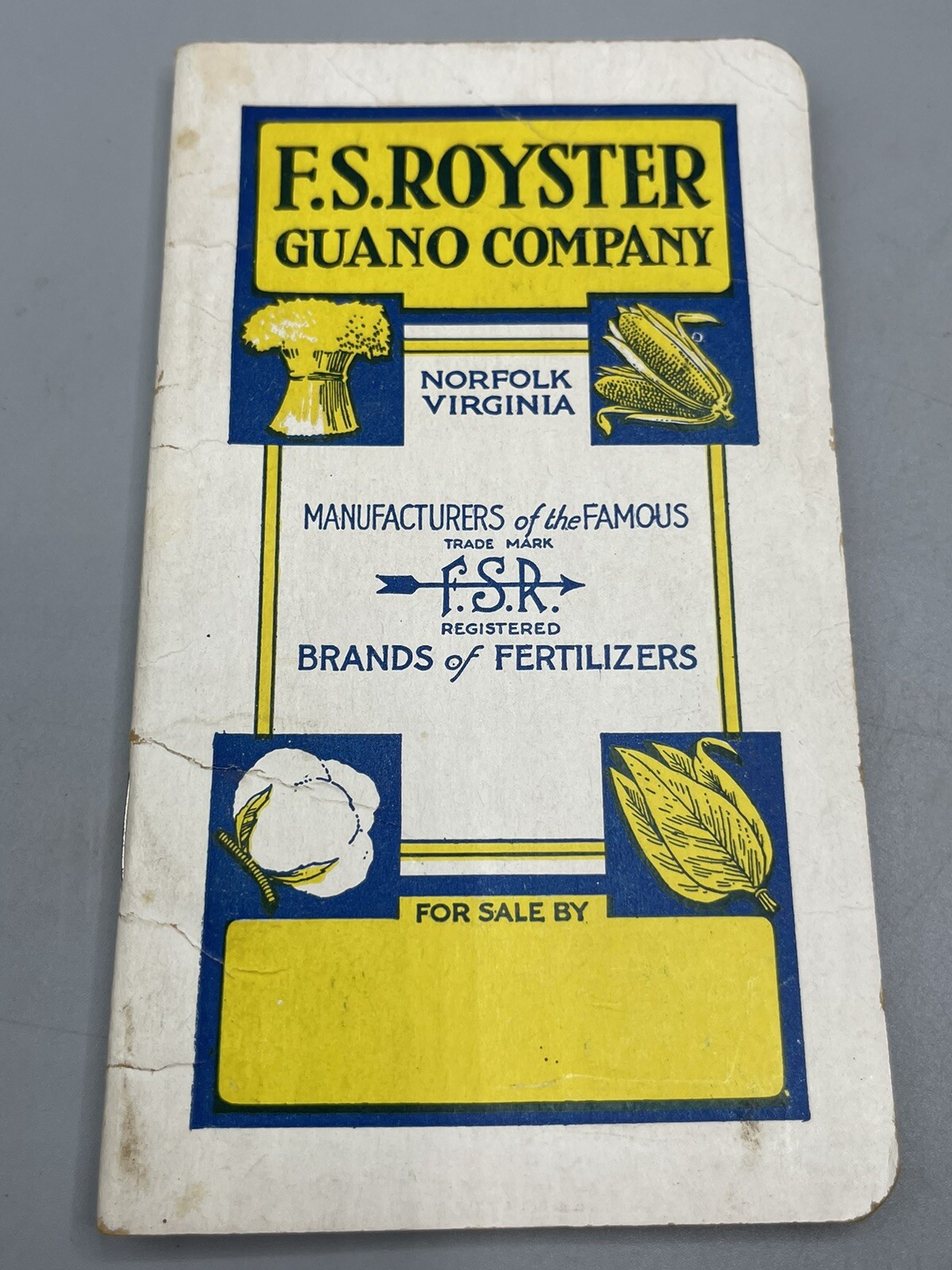 1927-1928 FS Royster Guano Co. Royster Fertilizers Advertising Memo Book.