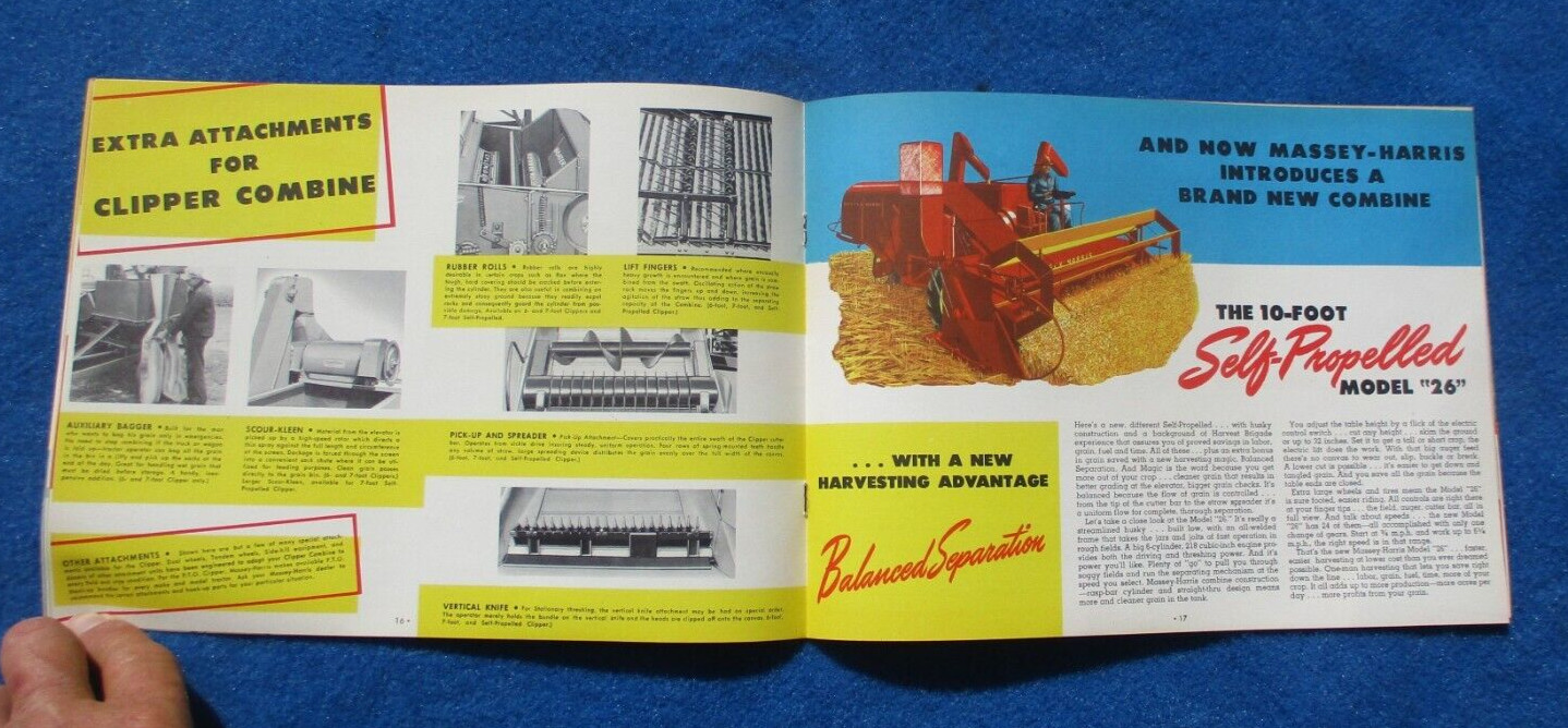 Massey Harris 1950&rsquo;s Combine Sales Booklet Many Full Color Pages Original NOS