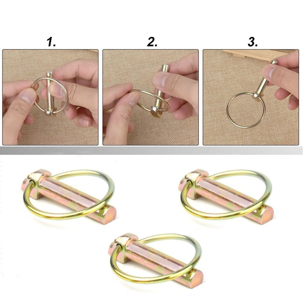 6 PCS 7/16 Lynch Pin Assortment Kit Linch Pin with Ring Heavy Duty Lynch Pin for