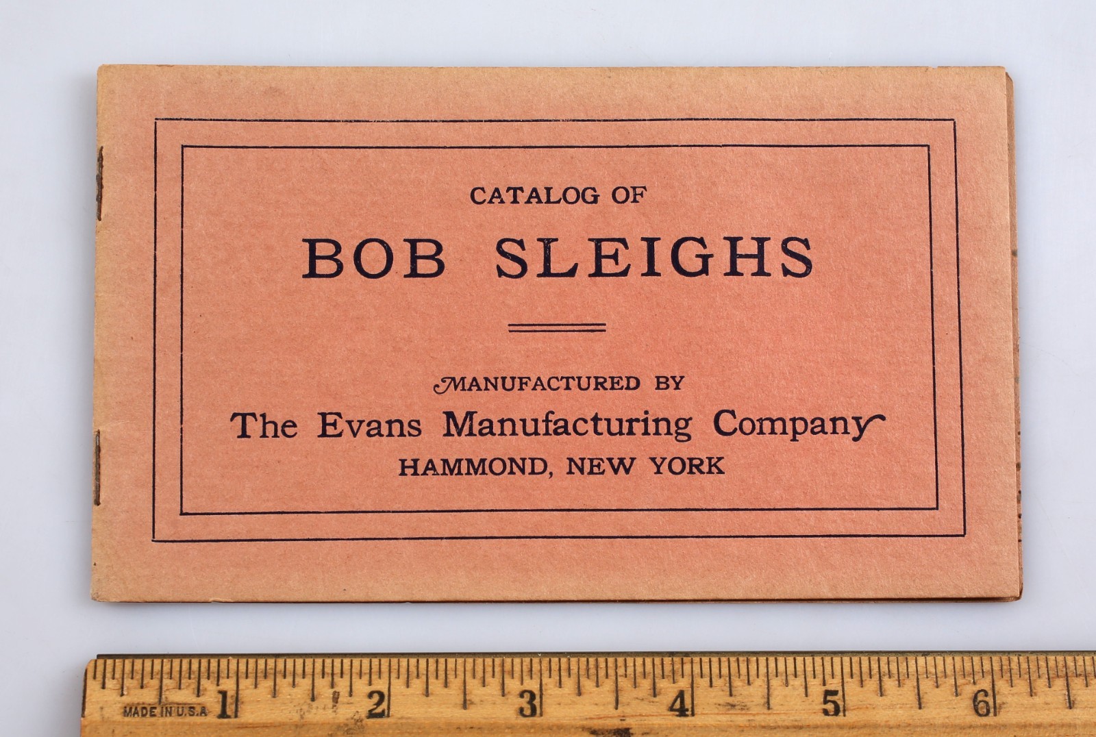 Vintage Bob Sleighs Catalog Evans Manufacturing Co. Hammond New York 1890s