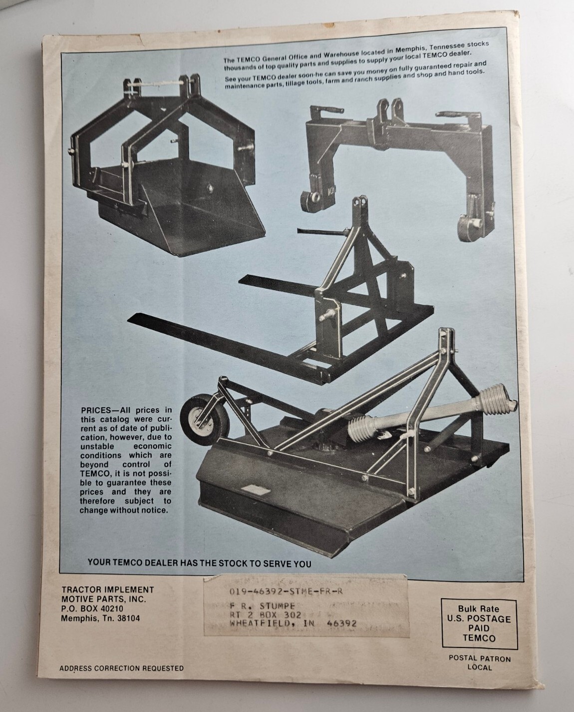 1982 Temco Tractor Parts Catalog Brusnahans