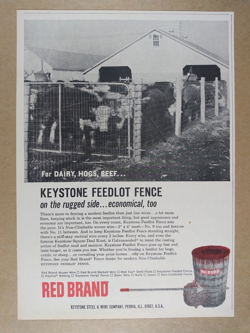 1965 Keystone Red Brand Feedlot Fence vintage print Ad