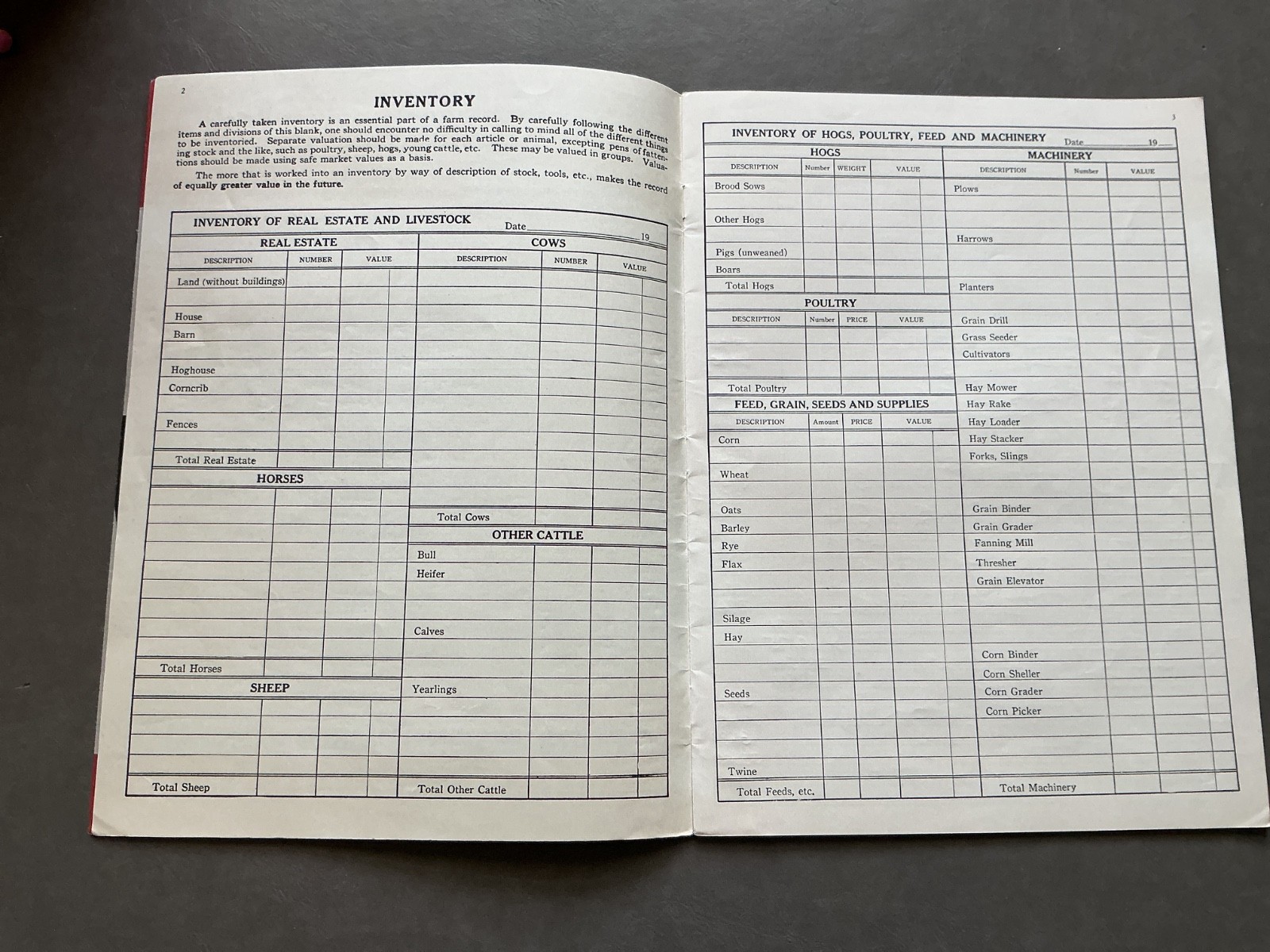 1942 Farm Acct. Record Book – J. F. Anderson Lumber Co. Minnesota, Iowa, Dakotas