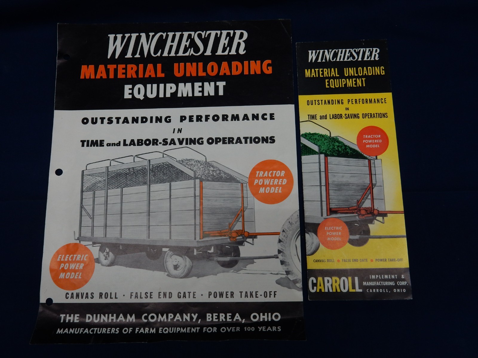 Lot of 2 Vintage Winchester Material Unloading Equipment Model 20 UL-7 Brochure