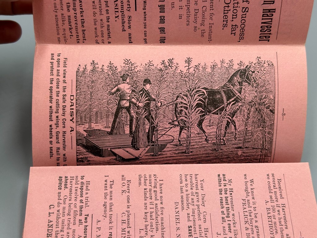 1890s DAISY CORN HARVESTER Farm Machinery Advertising BUTT IMPLEMENT 10-Panel
