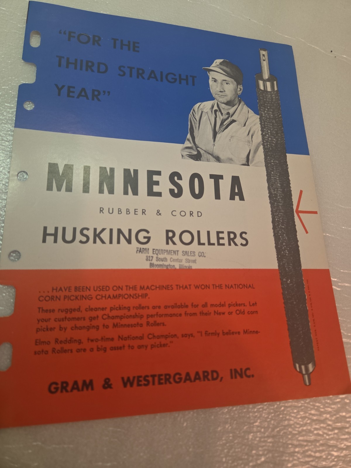 Minnesota Corn Husking Rollers Vintage Farming Advertising Brochure 1947