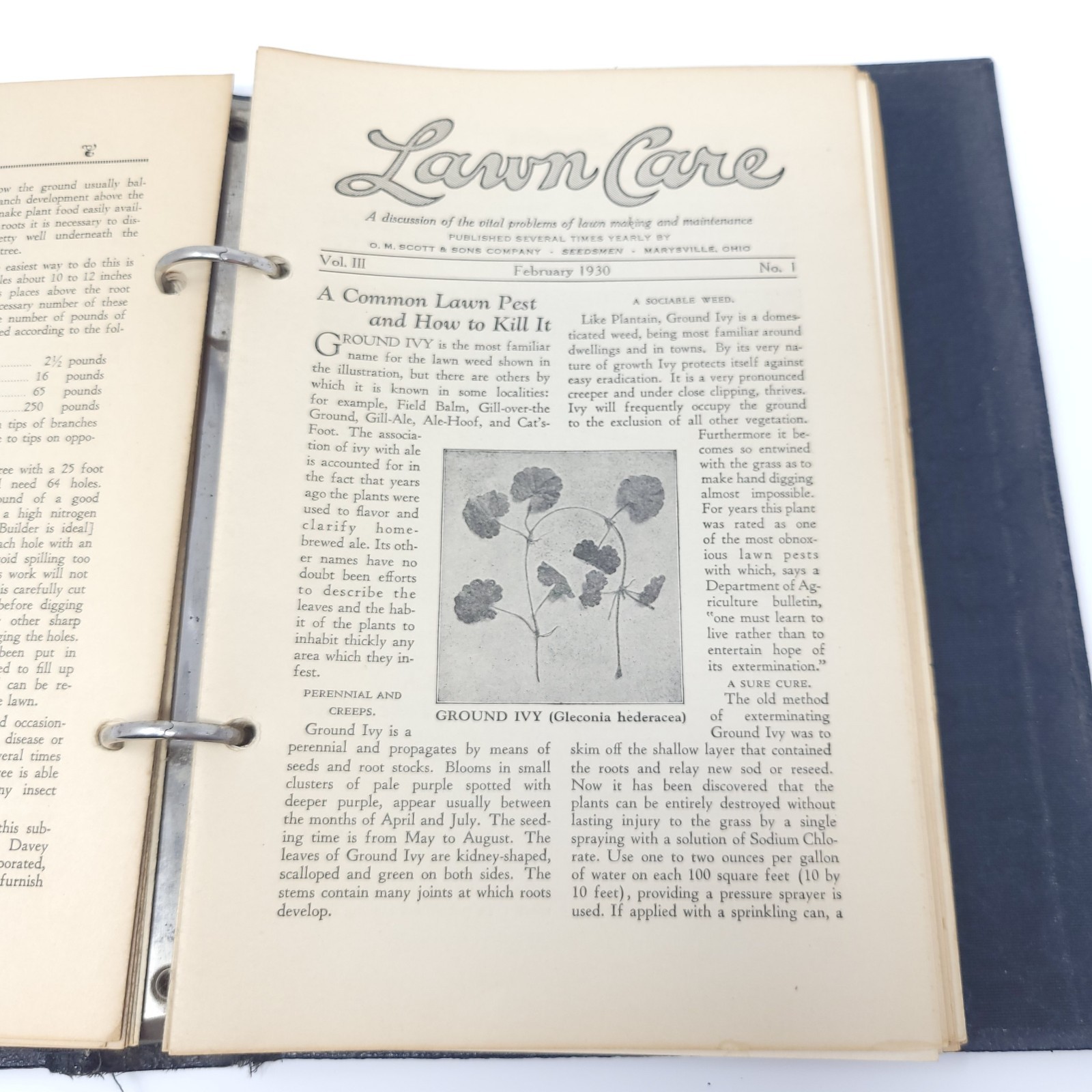 Vtg Scotts Lawn Care Binder 1928 Bulletin Inserts O M Scott & Sons Co