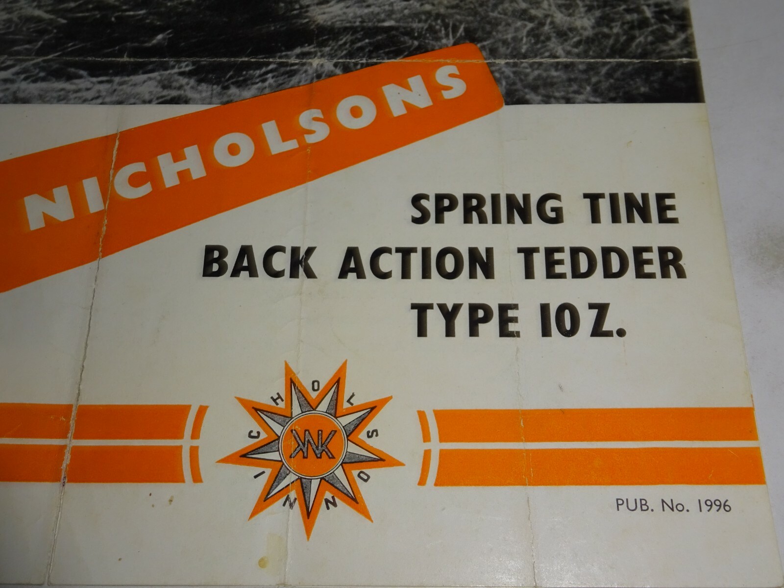 Vintage Nicholsons Spring Tine Back Action Tedder Sales Brochure Type 10Z